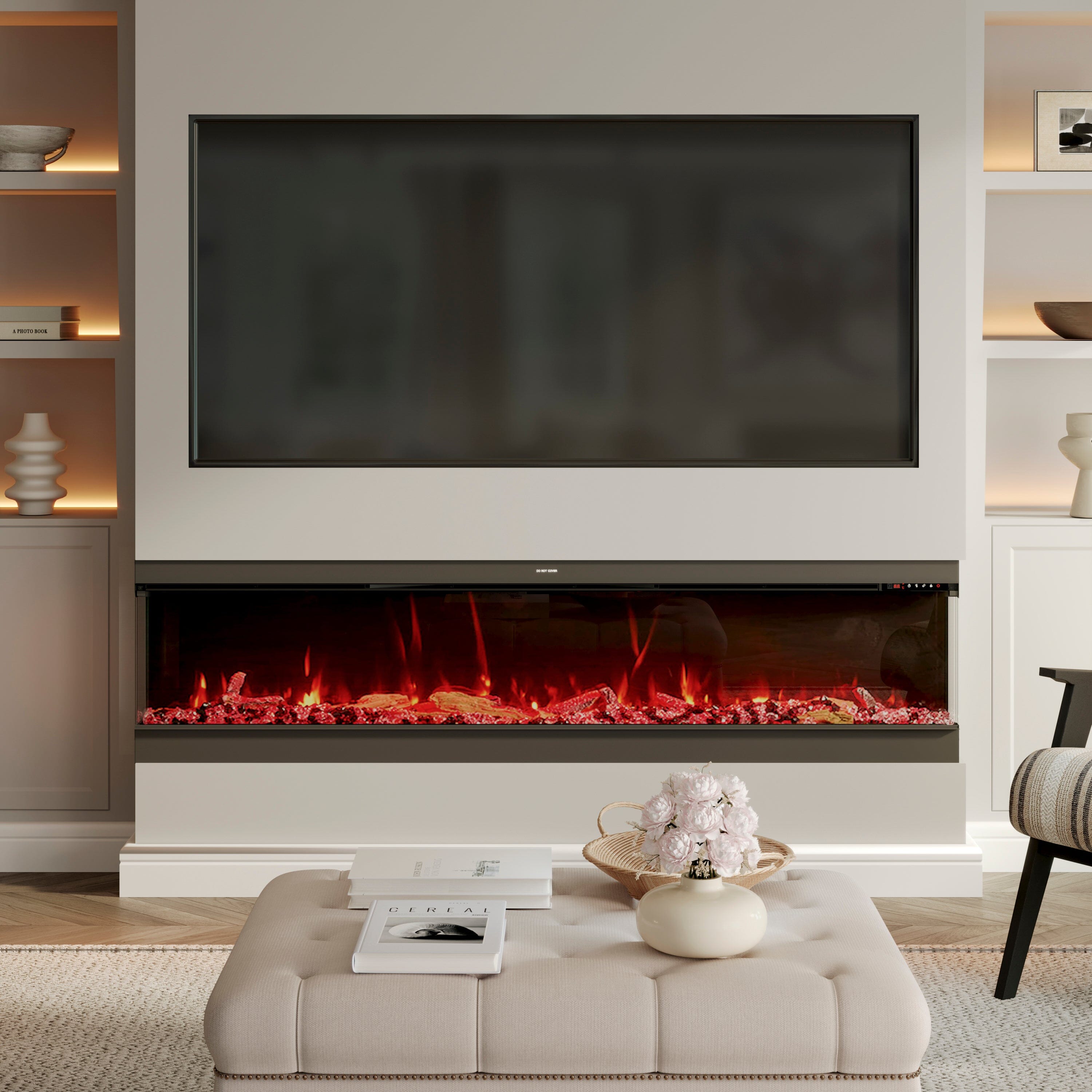 50/60/70/80inch 3-sided Electric Fireplace with Adjustable Color, Temperature and Timing, Controlled by APP Living and Home 