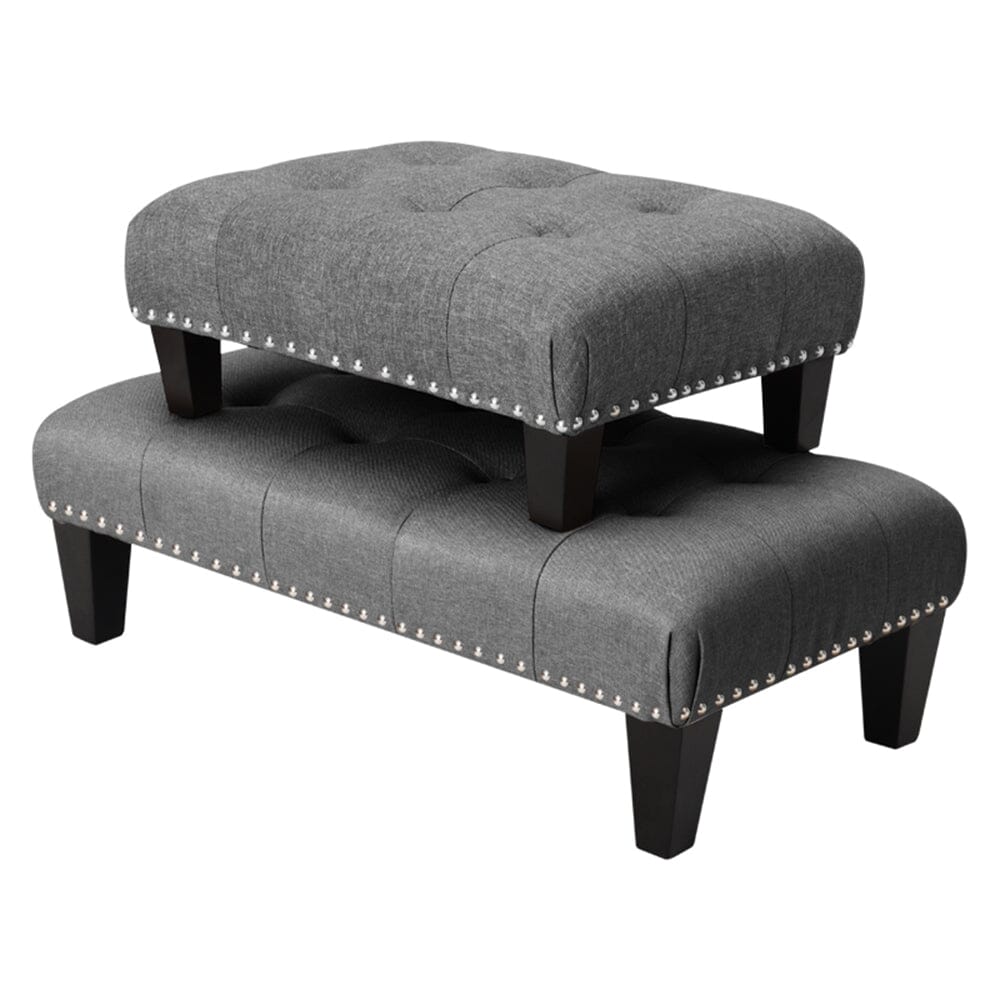 Linen Buttoned Rocking Chair & Footstool Set Rocking Chairs Living and Home 