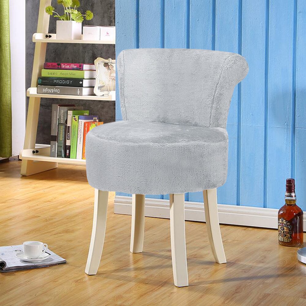 Modern Plush Upholstered Dressing Table Chair with White Legs Cocktail Chairs Living and Home 