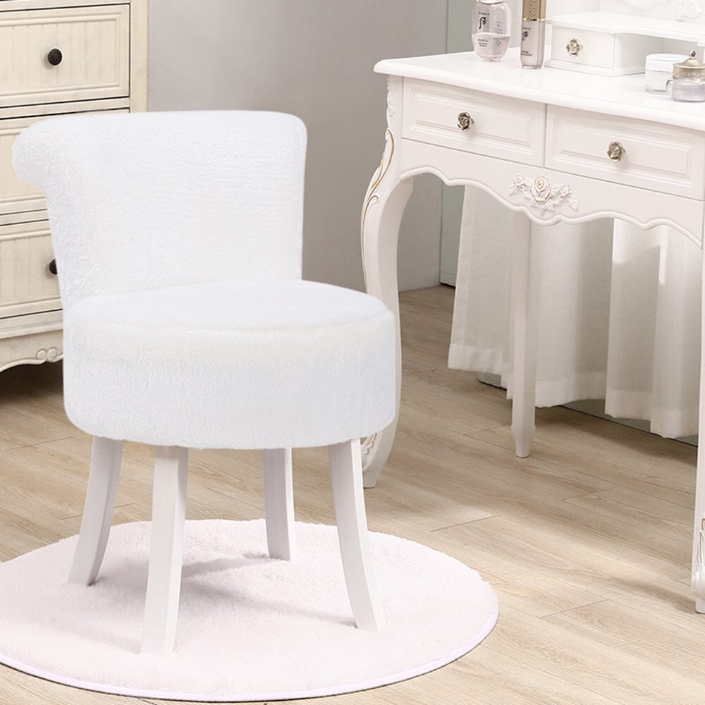 Modern Plush Upholstered Dressing Table Chair with White Legs Cocktail Chairs Living and Home White 1 Unit 