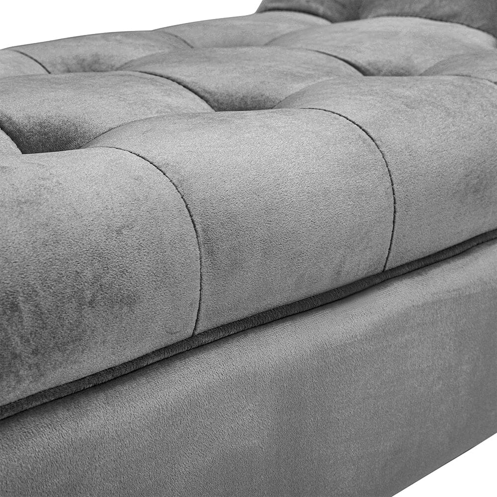 Tufted Velvet Buttoned Bench with Raised Arms Benches Living and Home 