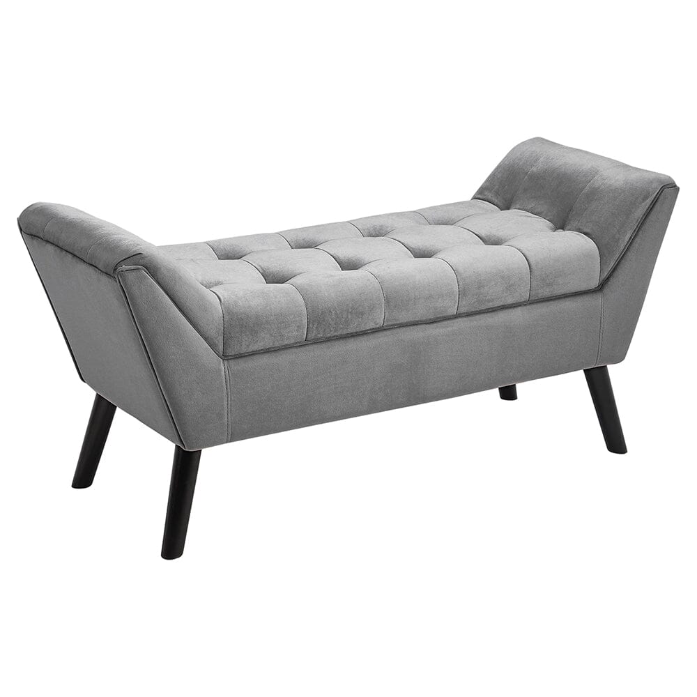 Tufted Velvet Buttoned Bench with Raised Arms Benches Living and Home 