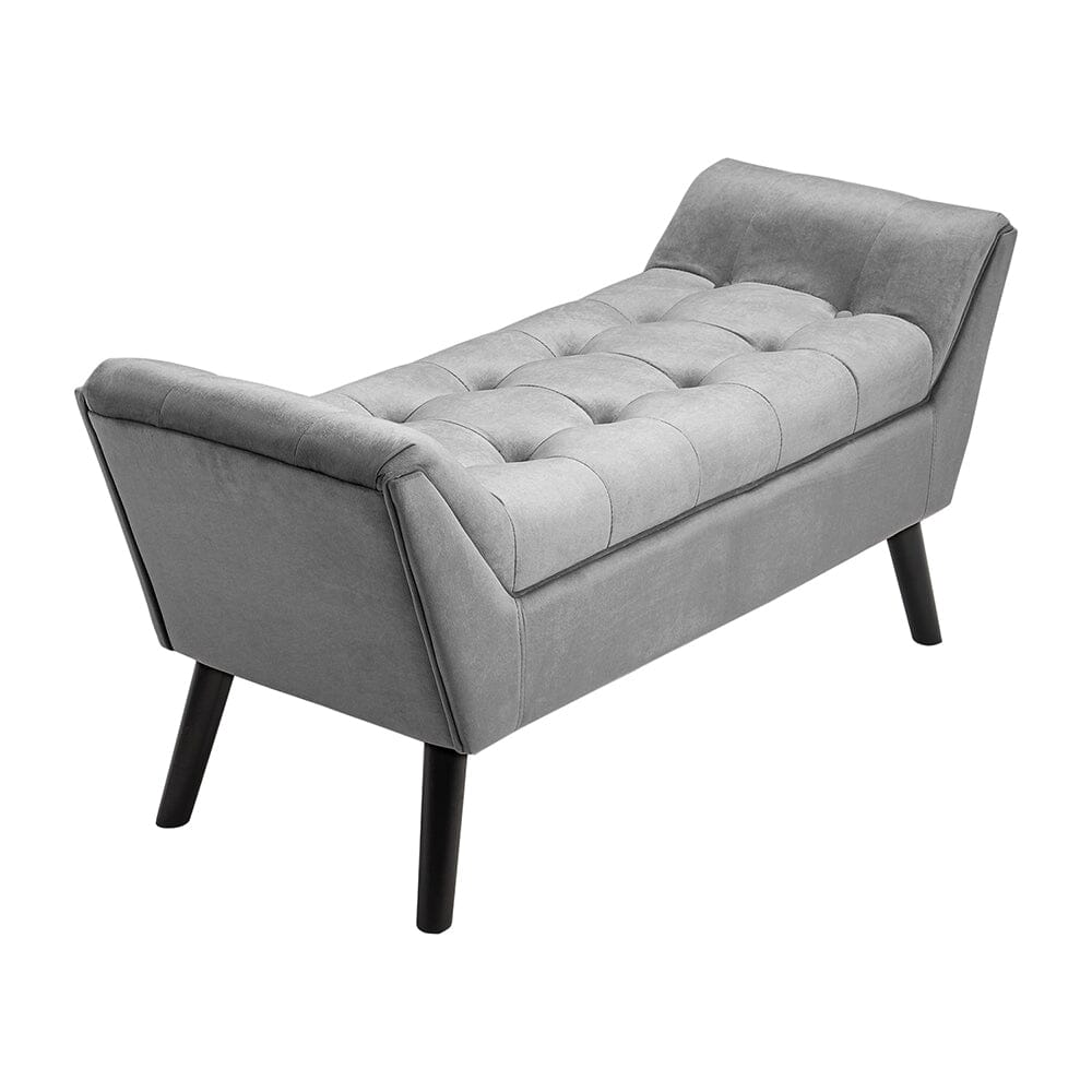Tufted Velvet Buttoned Bench with Raised Arms Benches Living and Home 