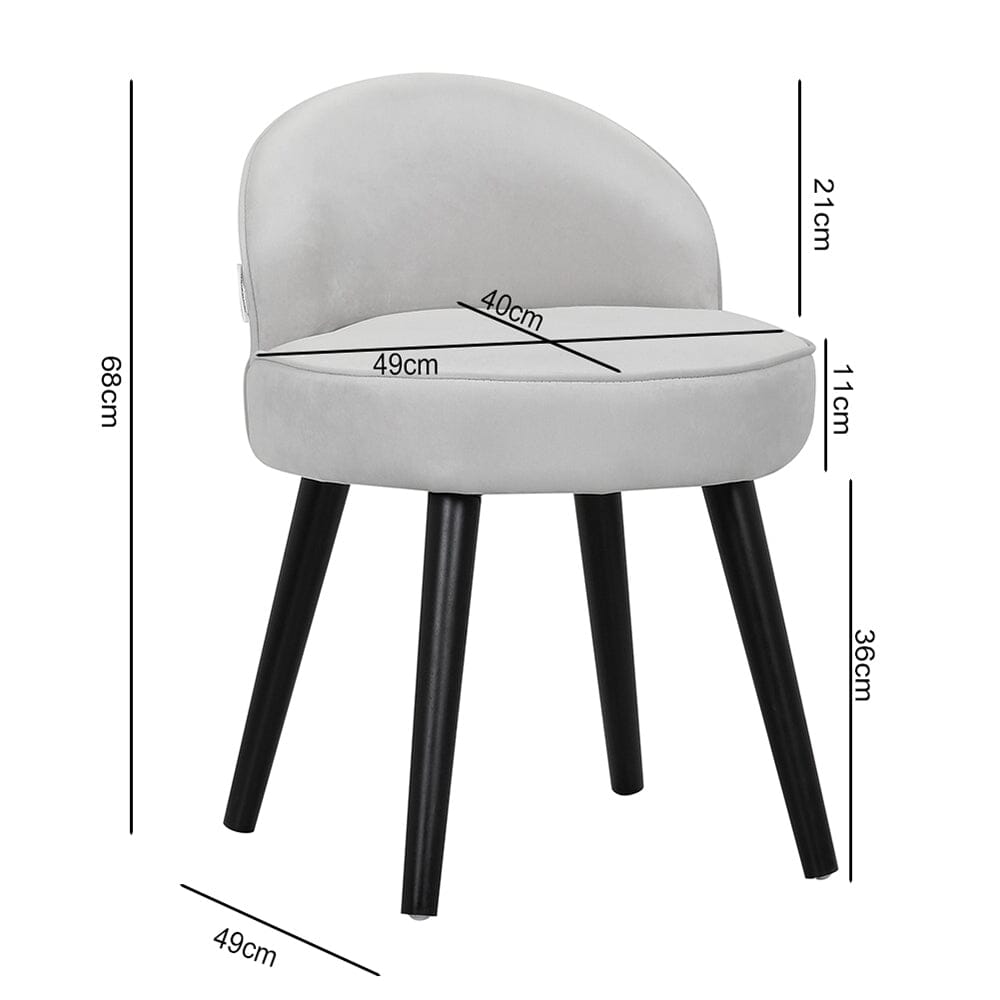 Modern Velvet Dressing Table Stool with Solid Wood Legs Cocktail Chairs Living and Home 