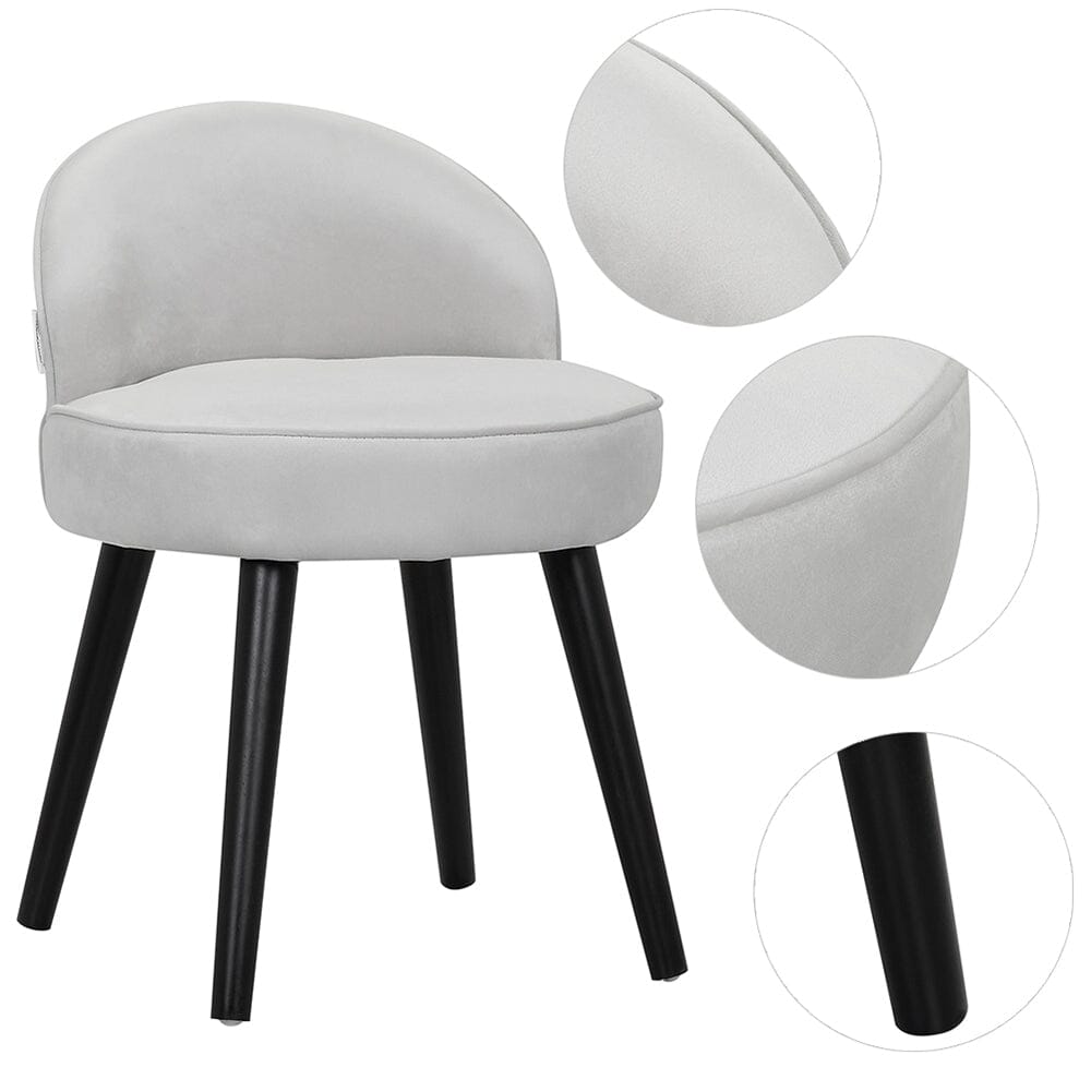 Modern Velvet Dressing Table Stool with Solid Wood Legs Cocktail Chairs Living and Home 