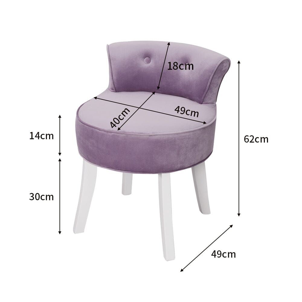 Upholstered Velvet Vanity Dressing Table Stool with Low Backrest Cocktail Chairs Living and Home 
