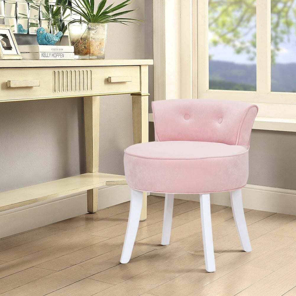 Upholstered Velvet Vanity Dressing Table Stool with Low Backrest Cocktail Chairs Living and Home Light Pink 1 Unit 