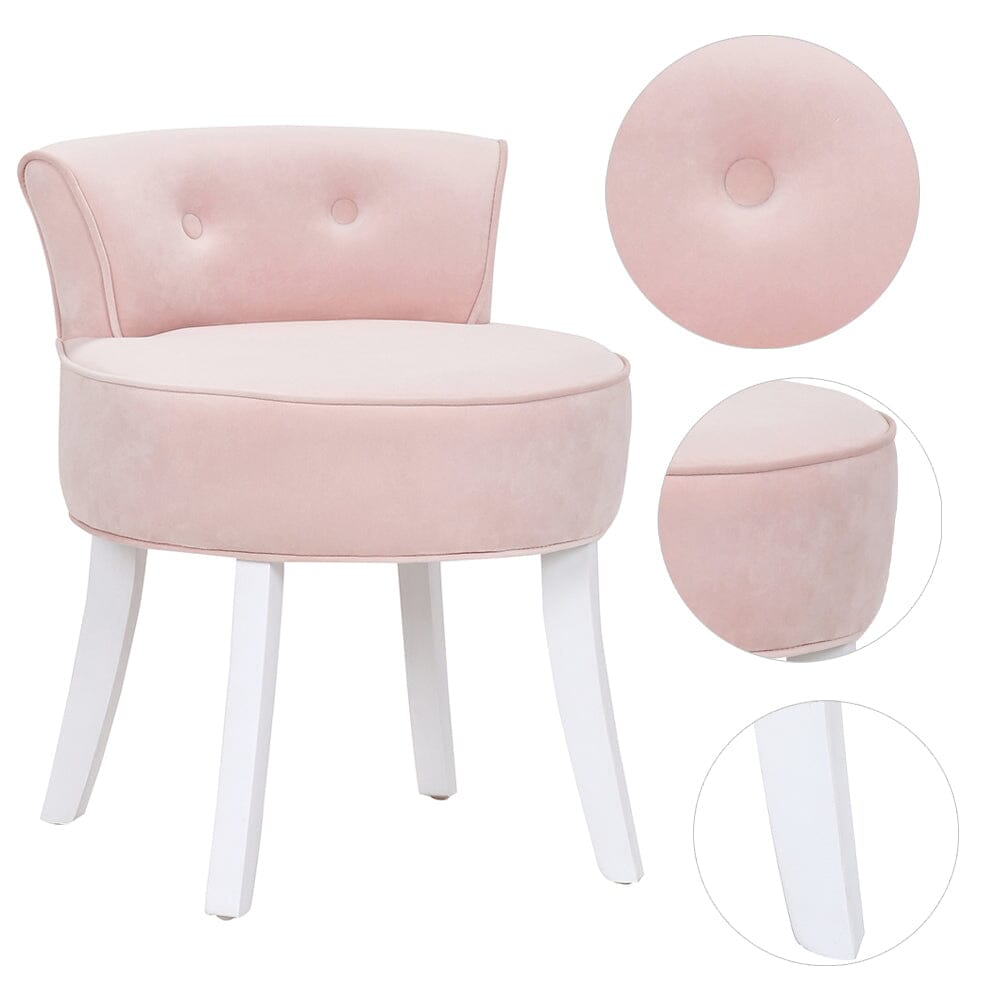 Upholstered Velvet Vanity Dressing Table Stool with Low Backrest Cocktail Chairs Living and Home 