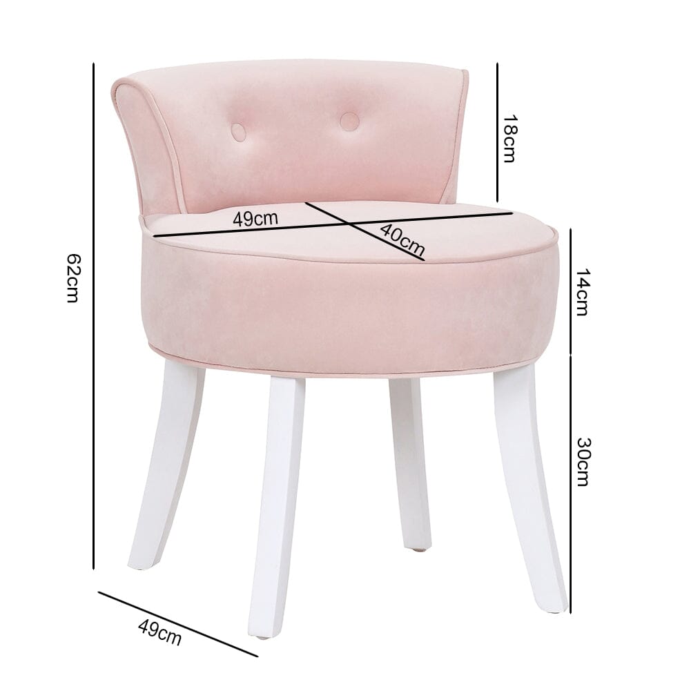 Upholstered Velvet Vanity Dressing Table Stool with Low Backrest Cocktail Chairs Living and Home 
