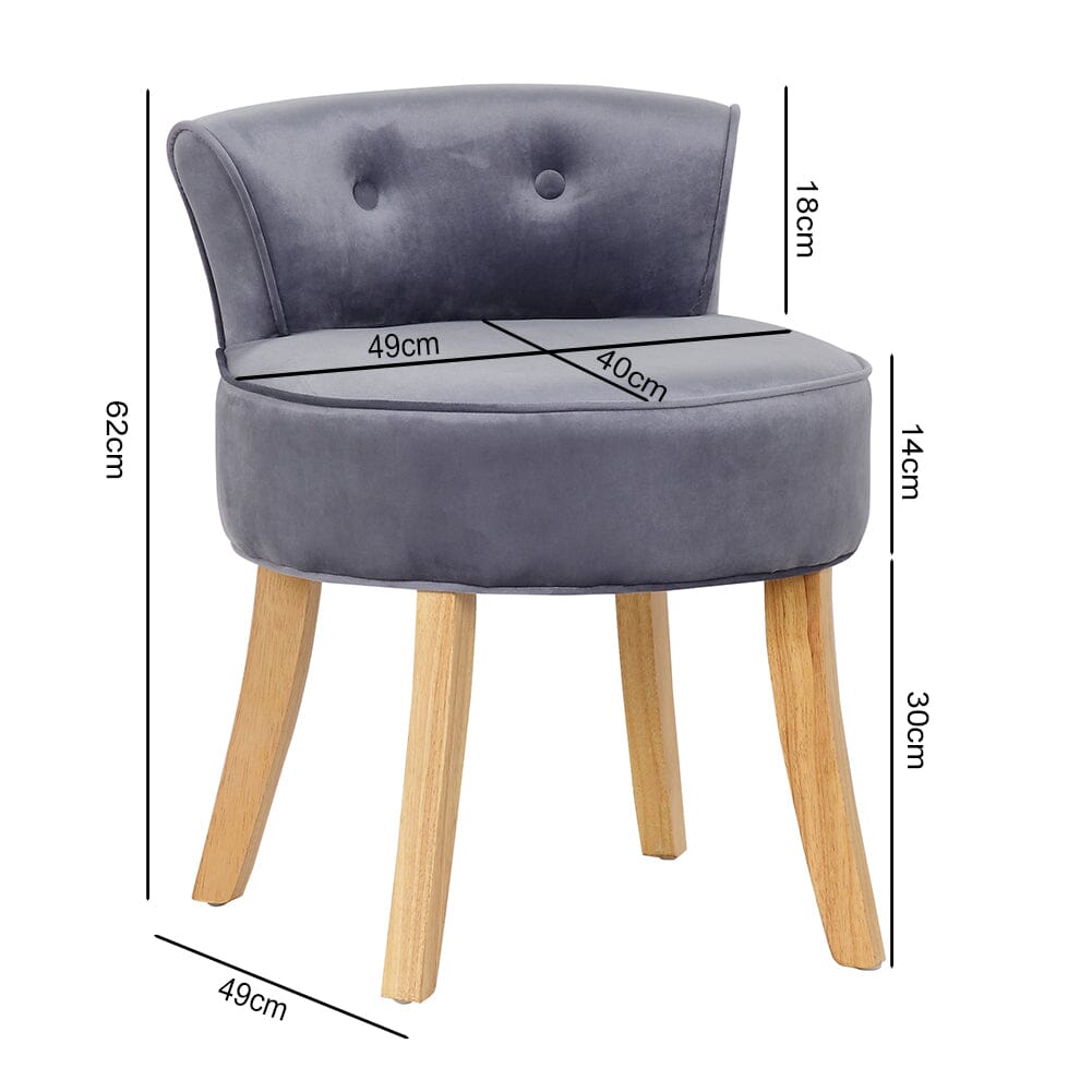 Upholstered Velvet Vanity Dressing Table Stool with Low Backrest Cocktail Chairs Living and Home 