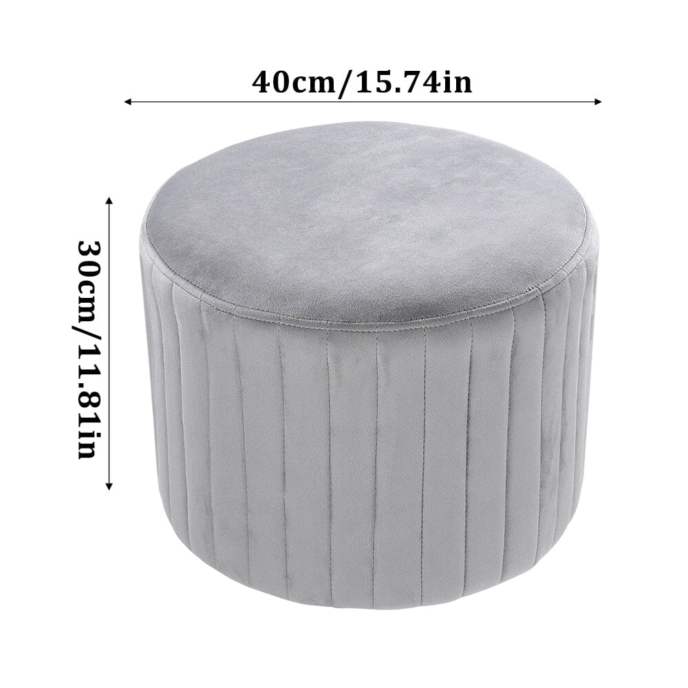 Diameter 40cm Round Pouf Footstool Velvet Ottoman Footstools Living and Home 