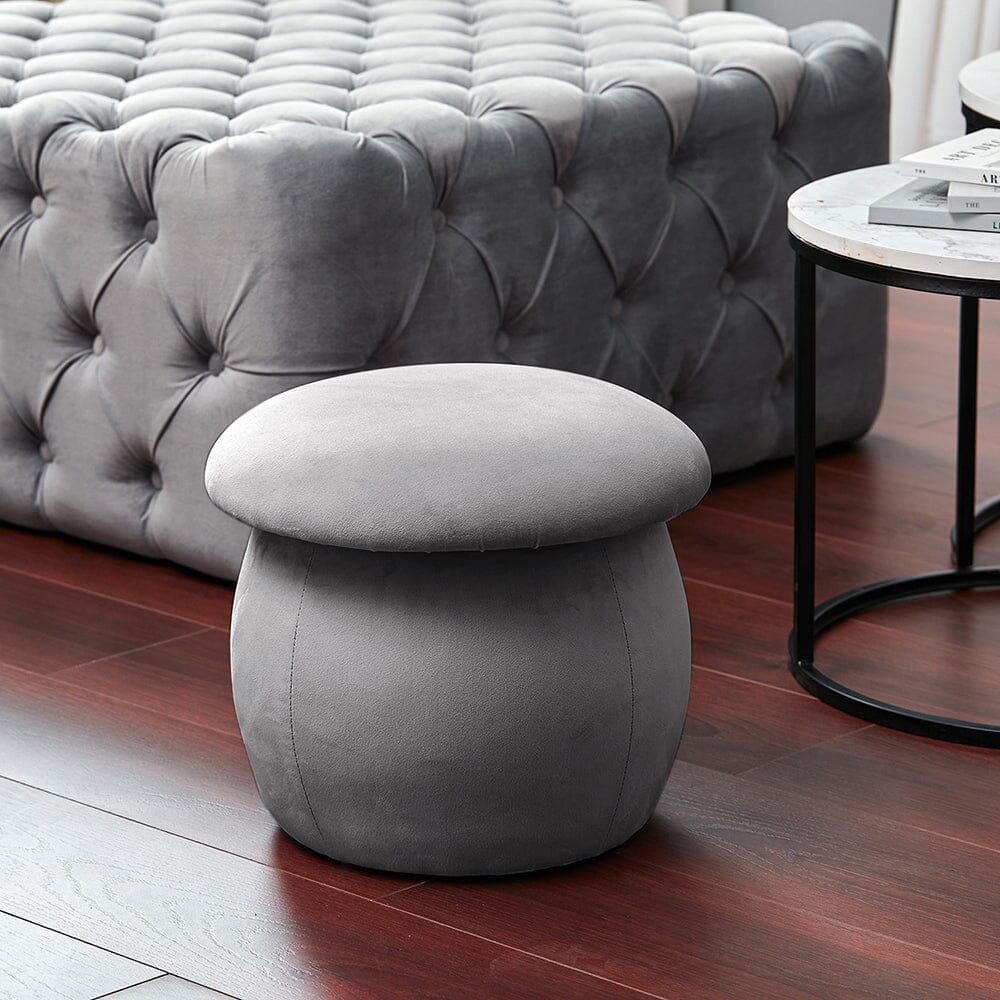 Mushroom Velvet Upholstered Footstool Footstools Living and Home 