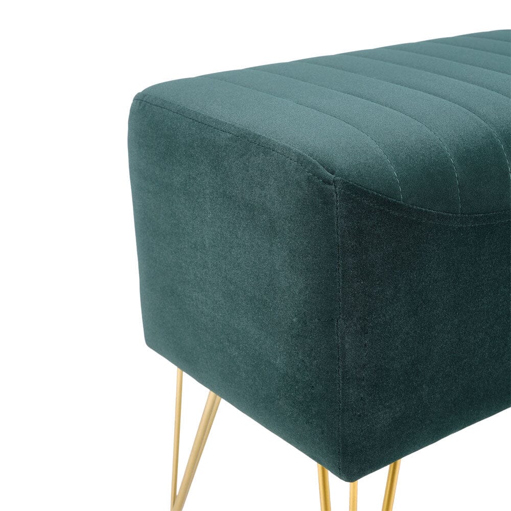 Soft Channel Velvet Stool with Gold Legs Footstools Living and Home 
