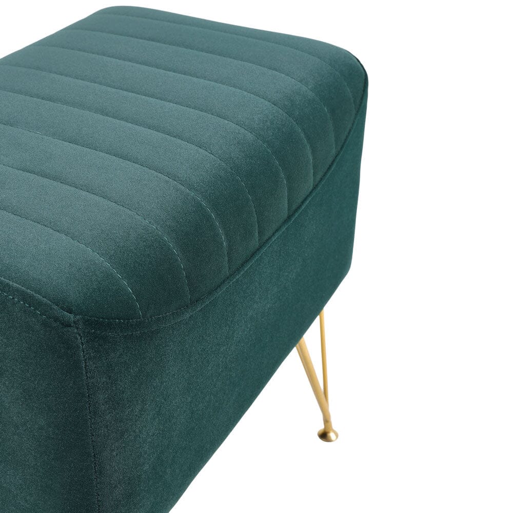 Soft Channel Velvet Stool with Gold Legs Footstools Living and Home 