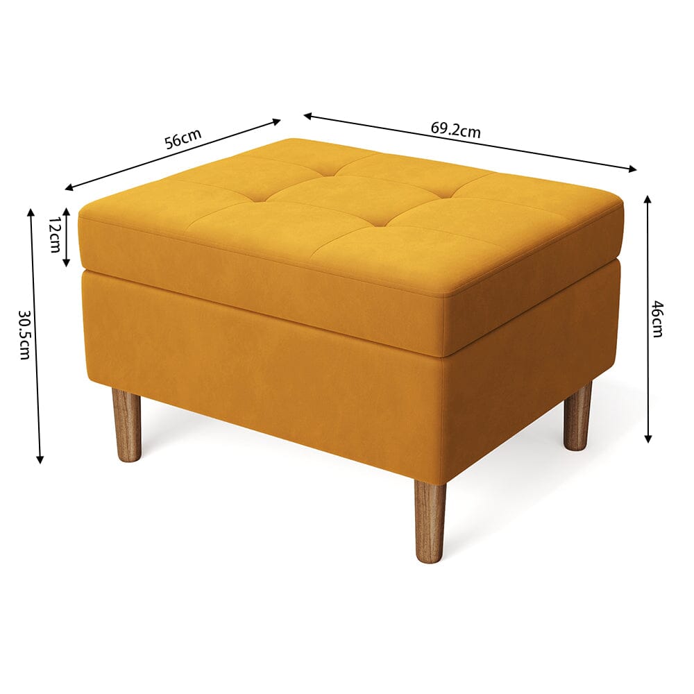Yellow Velvet Storage Ottoman with Tufted Top Lightsin UK 