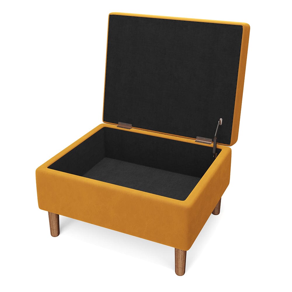 Yellow Velvet Storage Ottoman with Tufted Top Lightsin UK 