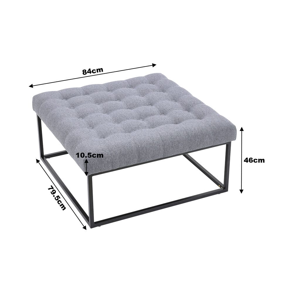 84cm W Square Linen Footstool with Metal Frame Footstools Living and Home 