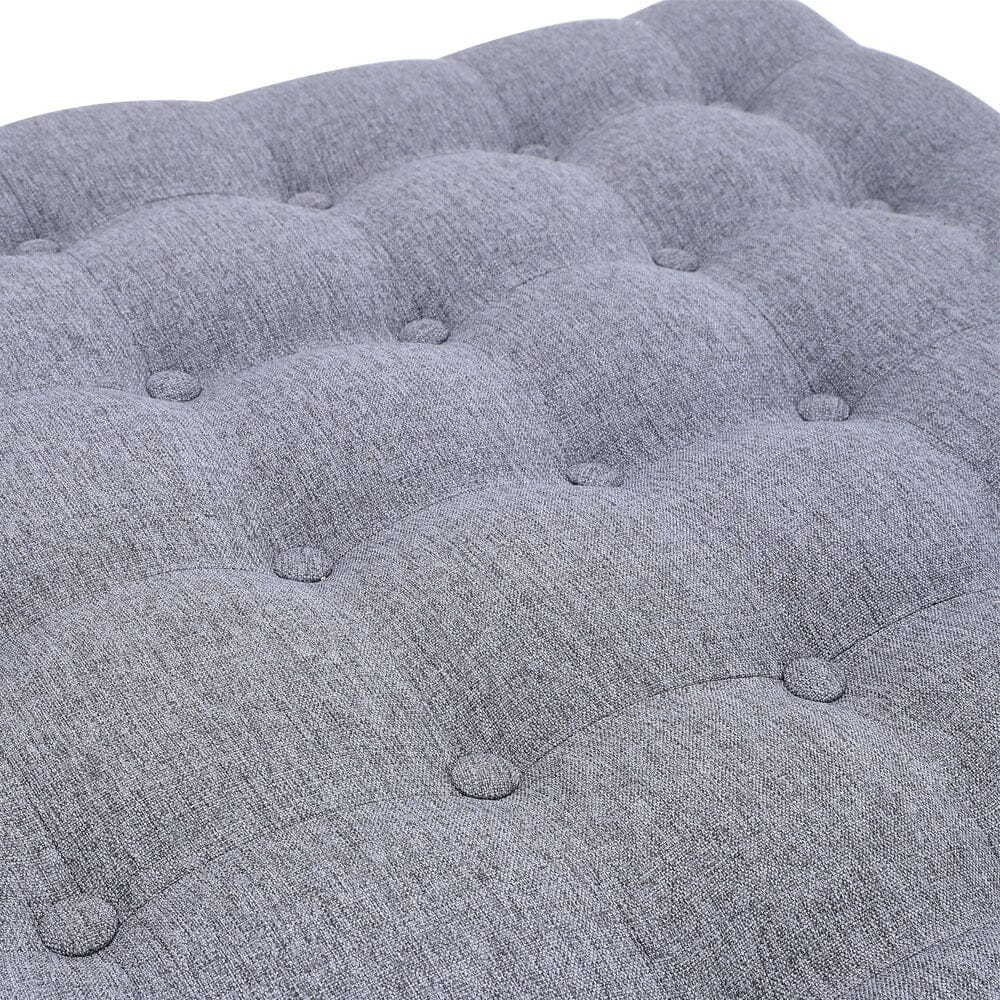 84cm W Square Linen Footstool with Metal Frame Footstools Living and Home 