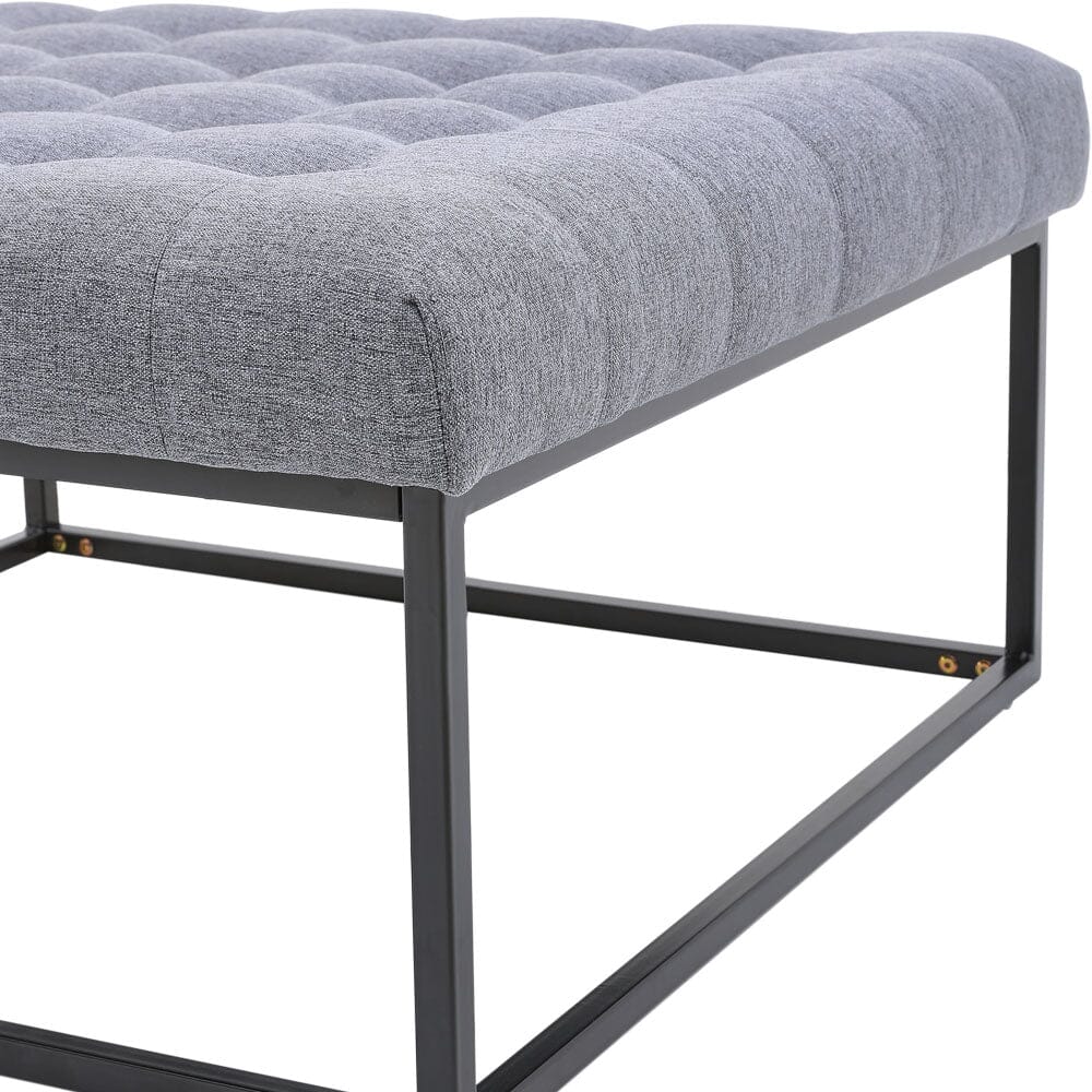 84cm W Square Linen Footstool with Metal Frame Footstools Living and Home 