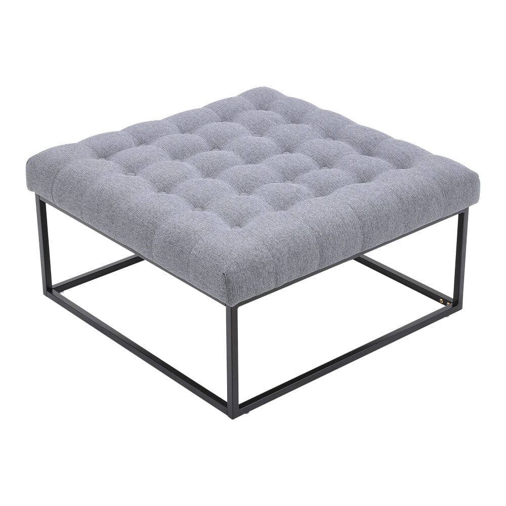 84cm W Square Linen Footstool with Metal Frame Footstools Living and Home 