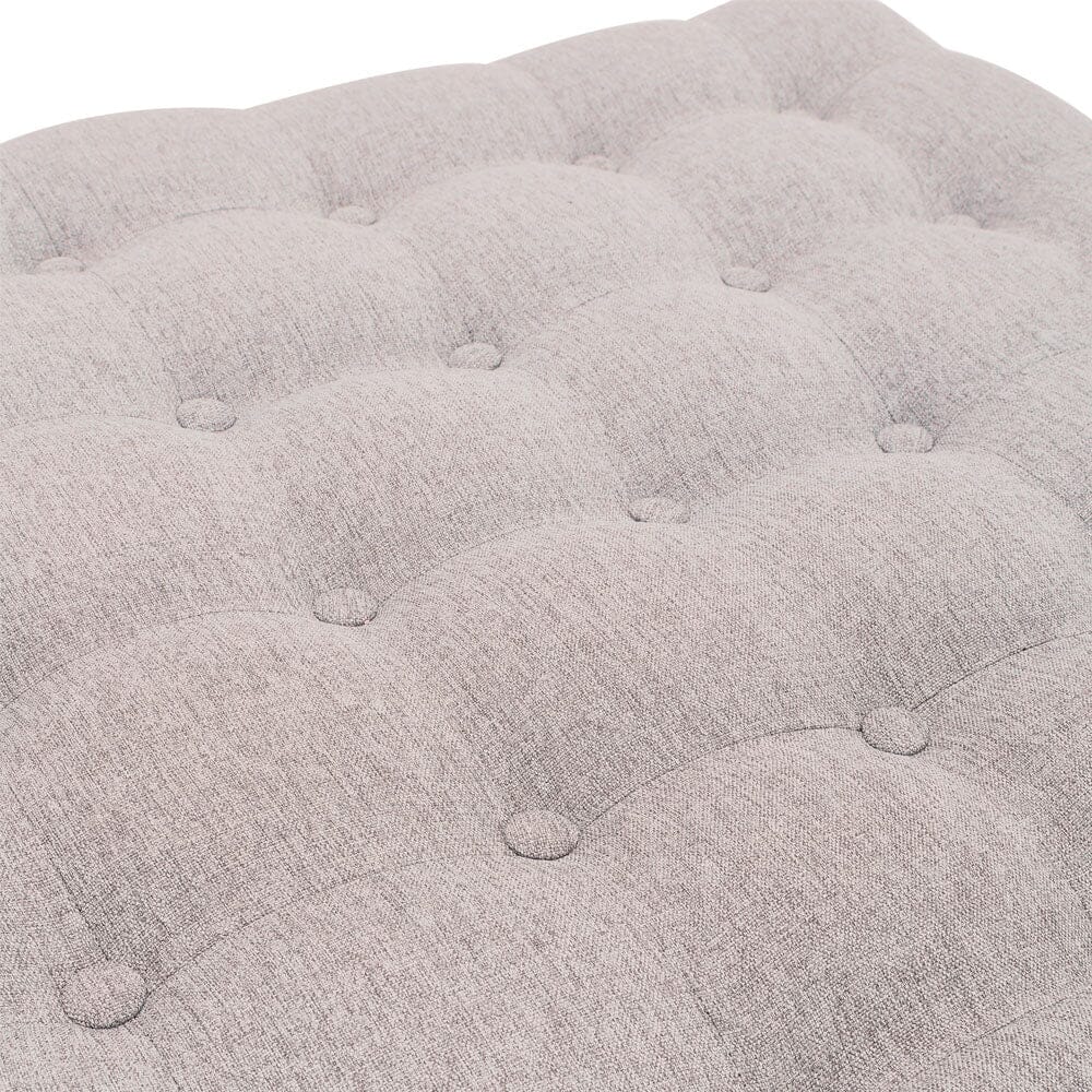 84cm W Square Linen Footstool with Metal Frame Footstools Living and Home 