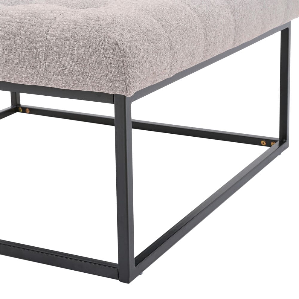 84cm W Square Linen Footstool with Metal Frame Footstools Living and Home 