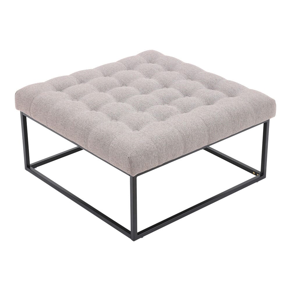 84cm W Square Linen Footstool with Metal Frame Footstools Living and Home 