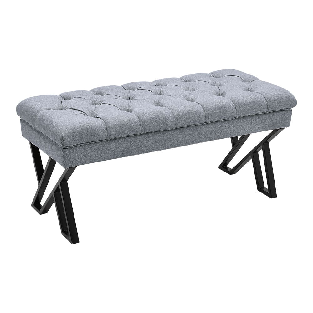 Mid Century Soft Metal Upholstered Bench Benches Living and Home 