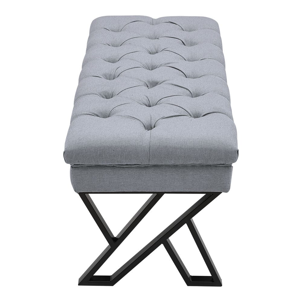 Mid Century Soft Metal Upholstered Bench Benches Living and Home 