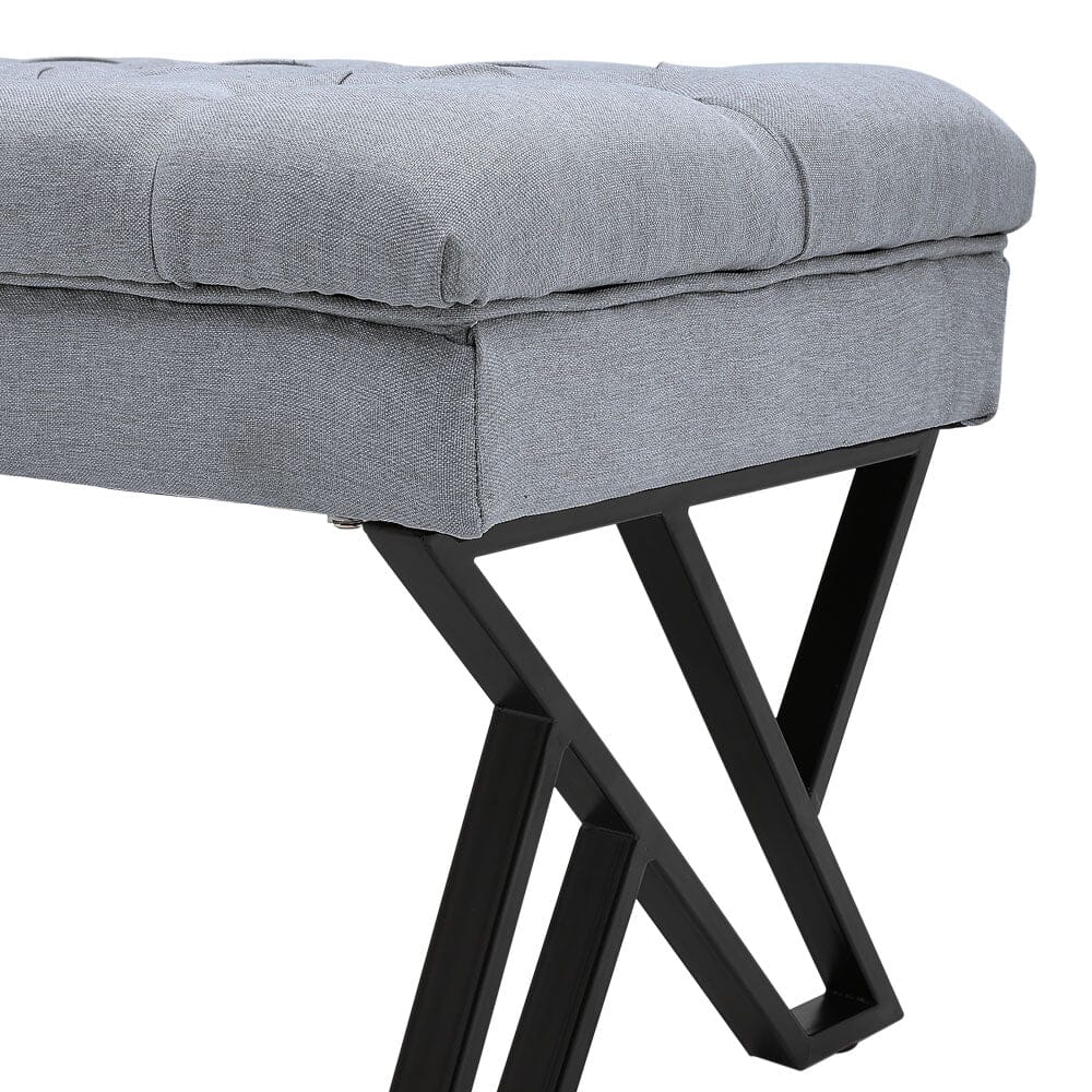 Mid Century Soft Metal Upholstered Bench Benches Living and Home 