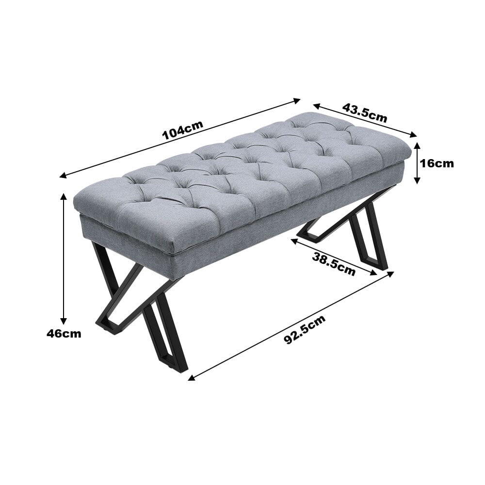 Mid Century Soft Metal Upholstered Bench Benches Living and Home 