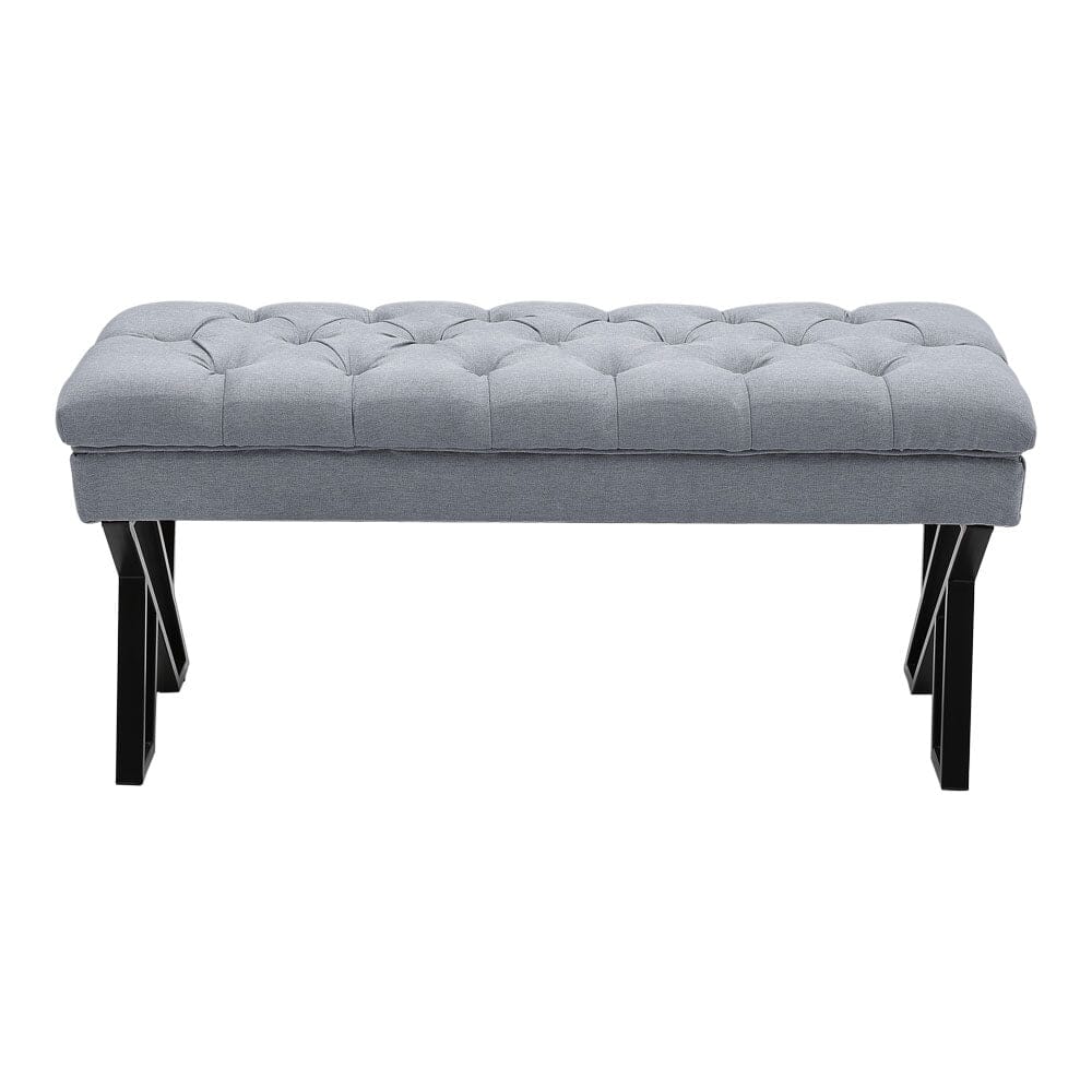 Mid Century Soft Metal Upholstered Bench Benches Living and Home 