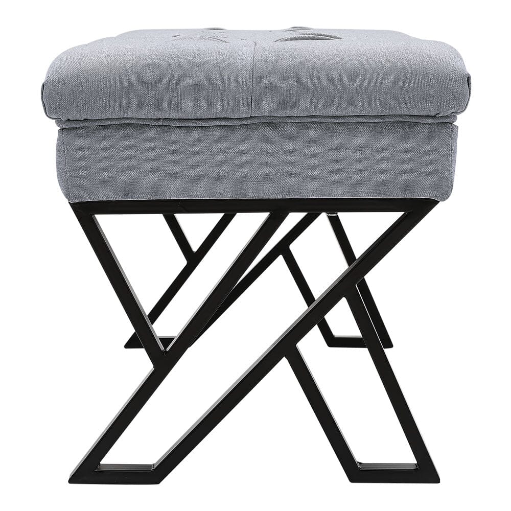 Mid Century Soft Metal Upholstered Bench Benches Living and Home 
