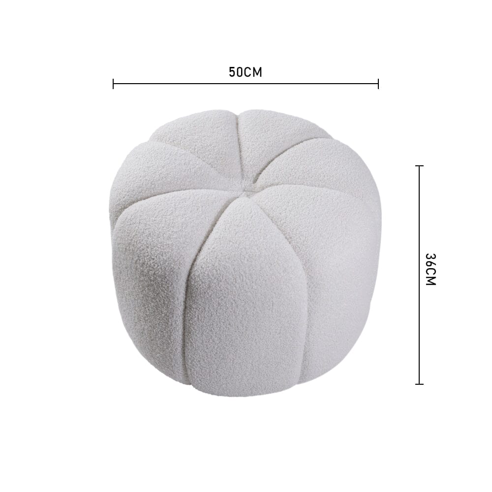 White Teddy Fur Pumpkin-Shaped Footstool Lightsin UK 