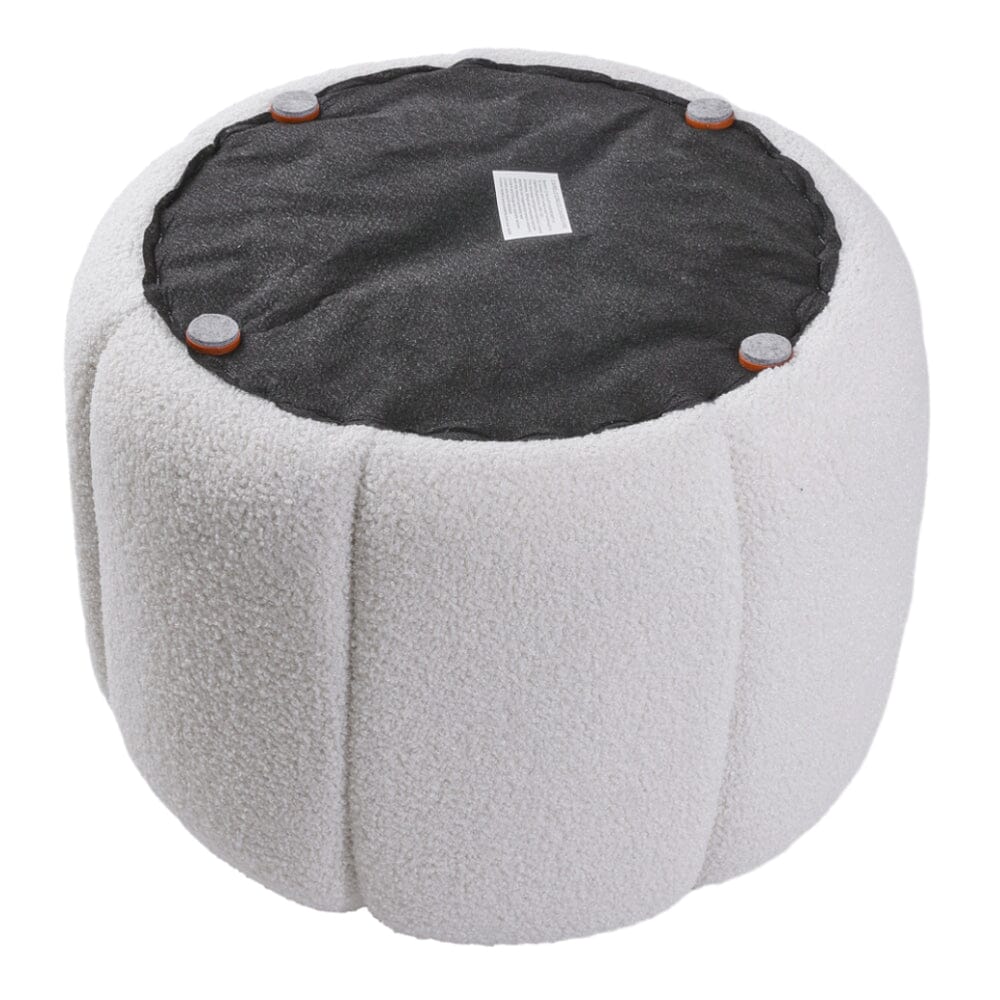 White Teddy Fur Pumpkin-Shaped Footstool Lightsin UK 
