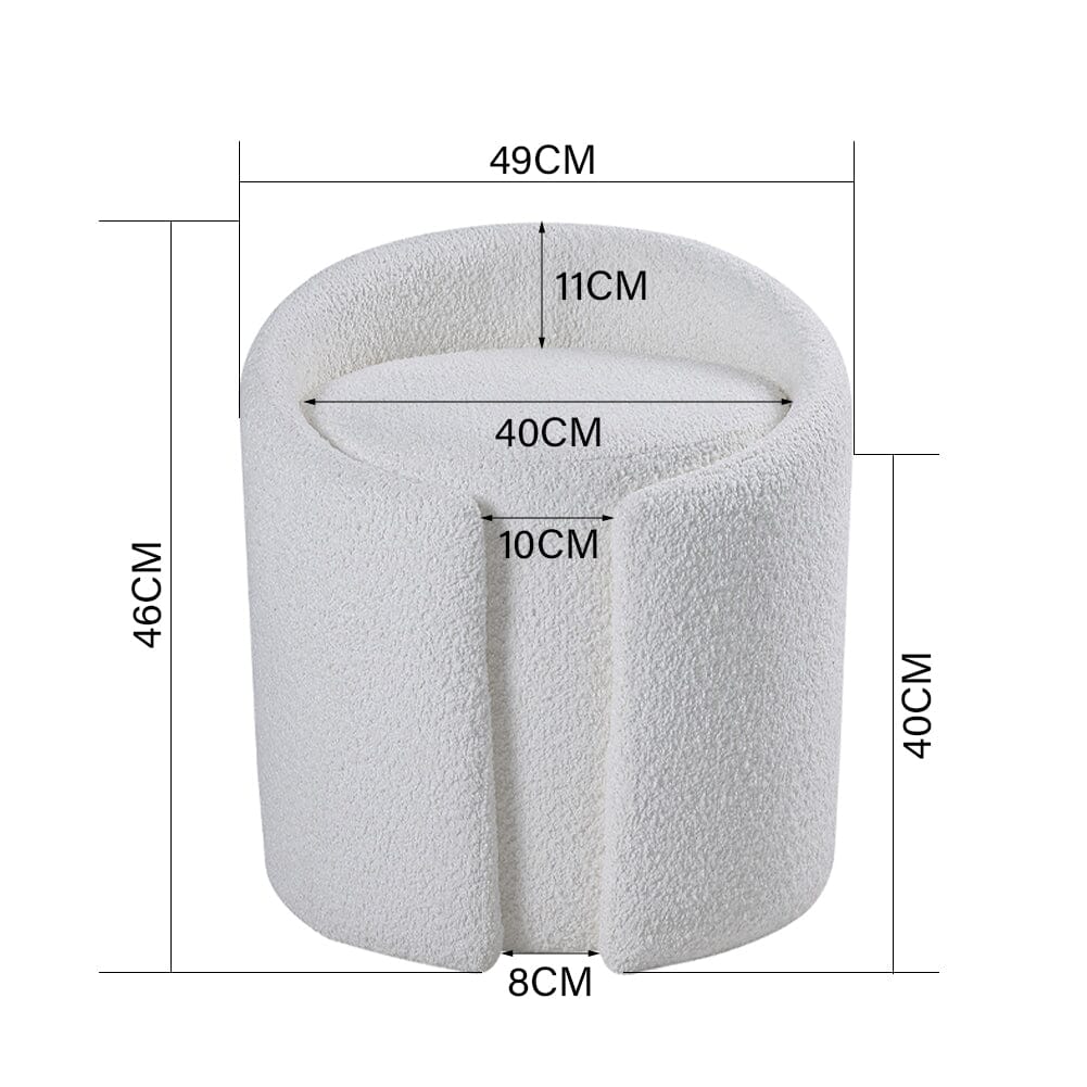 White Teddy Fabric Dressing Stool with Low Back Tub Chairs Living and Home 