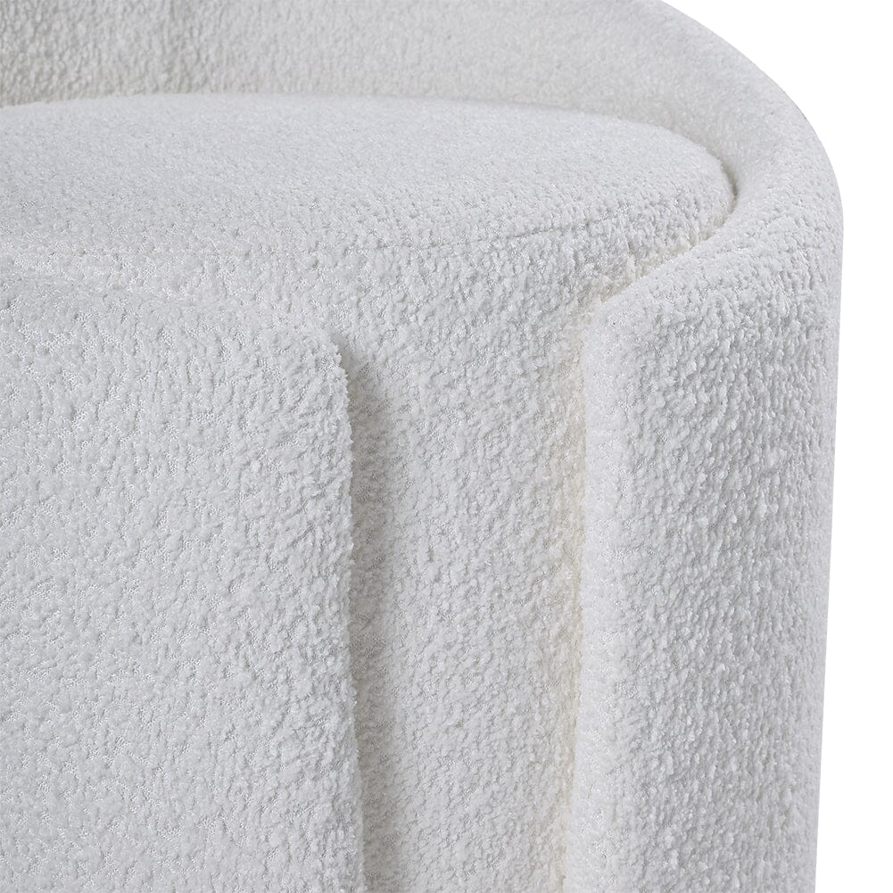 White Teddy Fabric Dressing Stool with Low Back Tub Chairs Living and Home 