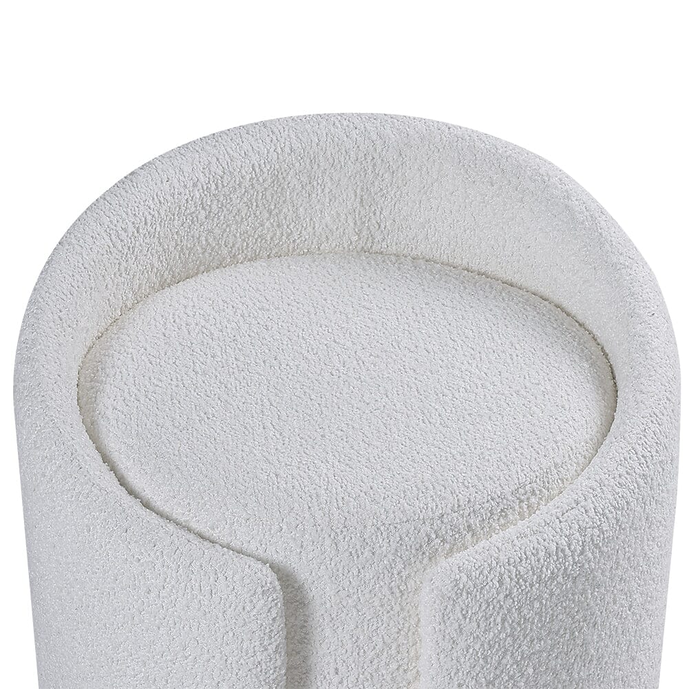 White Teddy Fabric Dressing Stool with Low Back Tub Chairs Living and Home 