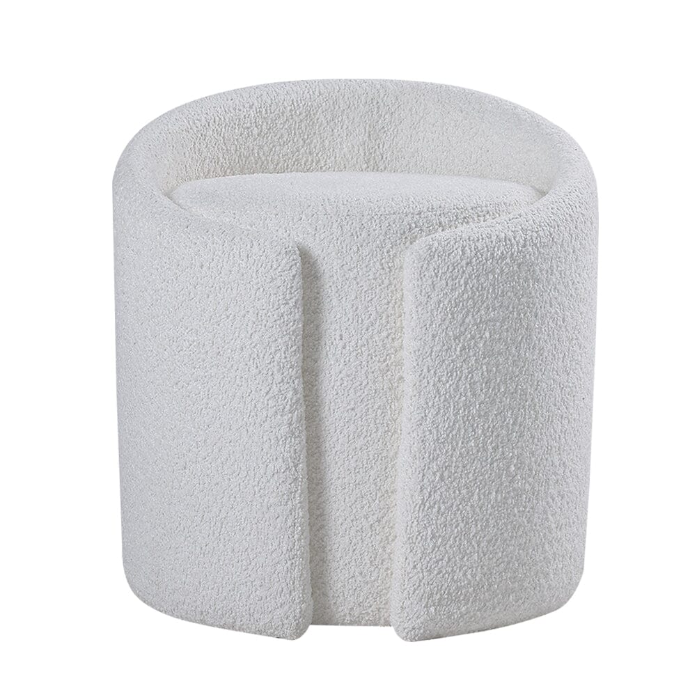 White Teddy Fabric Dressing Stool with Low Back Tub Chairs Living and Home 