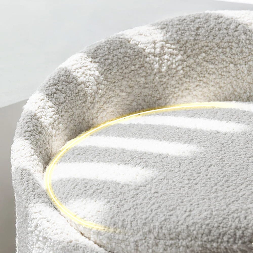 White Teddy Fabric Dressing Stool with Low Back Tub Chairs Living and Home 