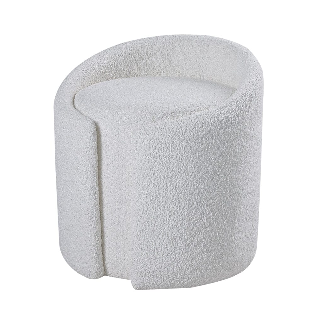 White Teddy Fabric Dressing Stool with Low Back Tub Chairs Living and Home 