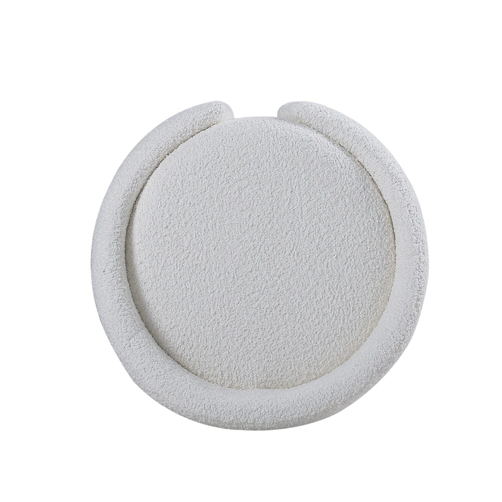 White Teddy Fabric Dressing Stool with Low Back Tub Chairs Living and Home 