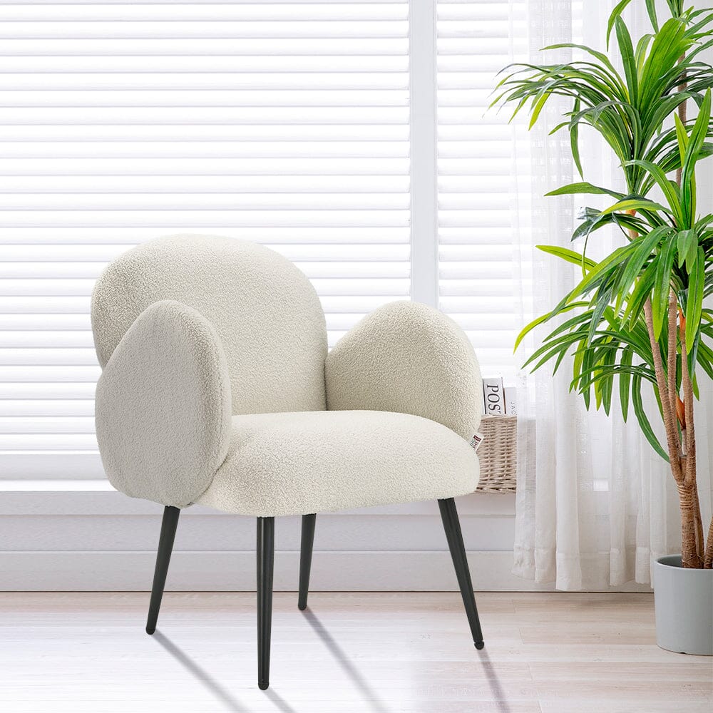 Curved Armrest Teddy Fleece Leisure Chair Cocktail Chairs Living and Home 