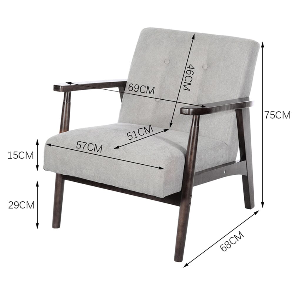 Solid Wooden Frame Upholstered Tufted Armchair Armchair Living and Home 