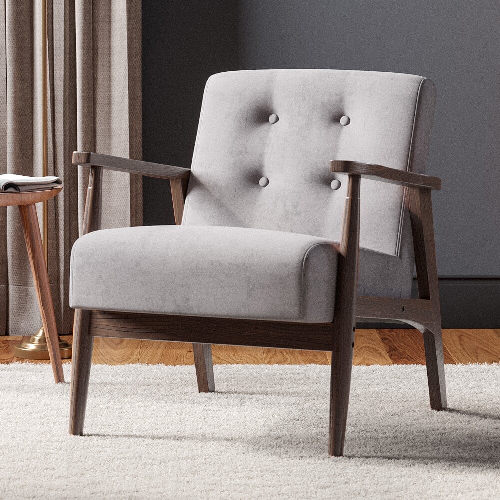 Solid Wooden Frame Upholstered Tufted Armchair Armchair Living and Home 