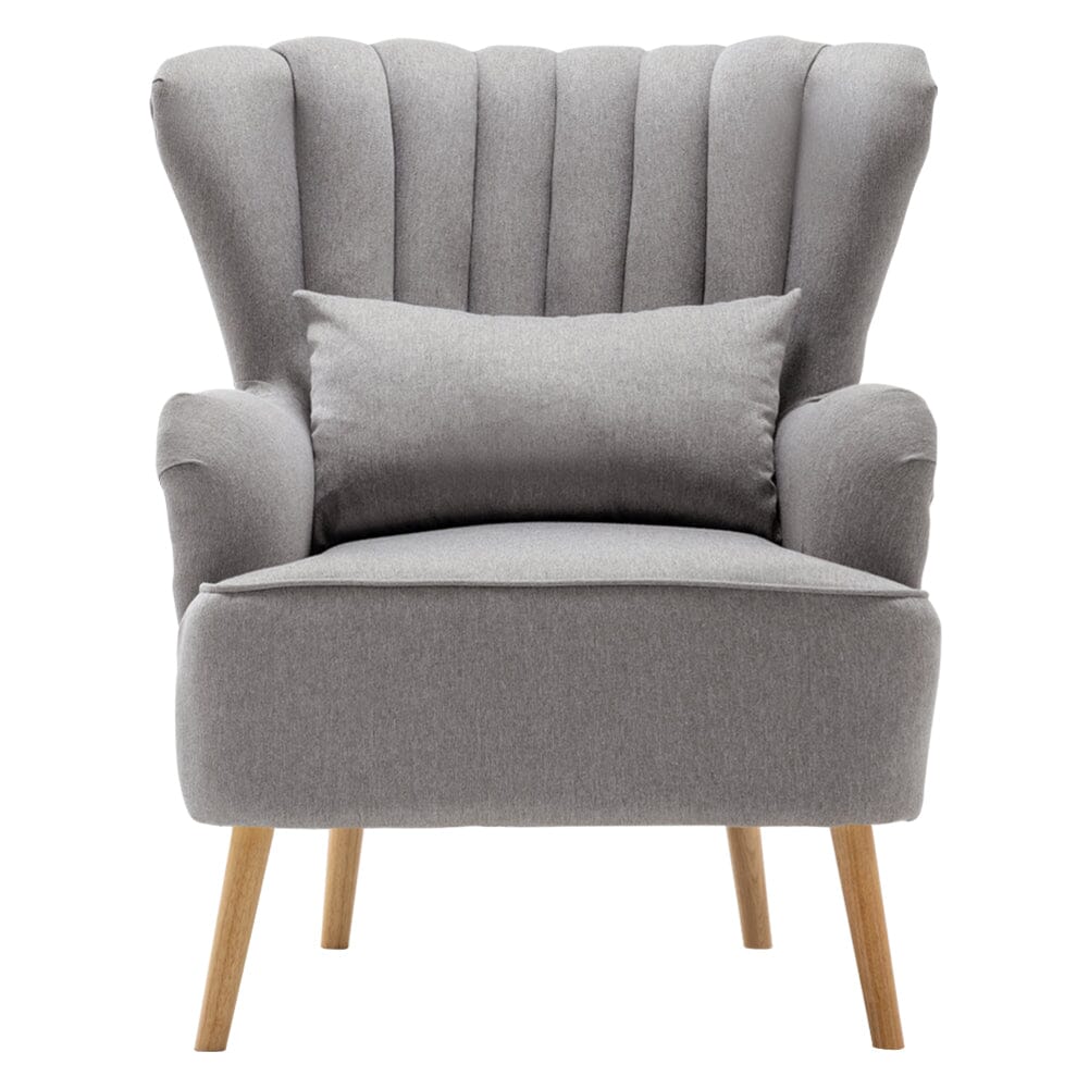 Contemporary Wing Back Armchair and Ottoman Set with Cushion and Footstool Cocktail Chairs Living and Home 