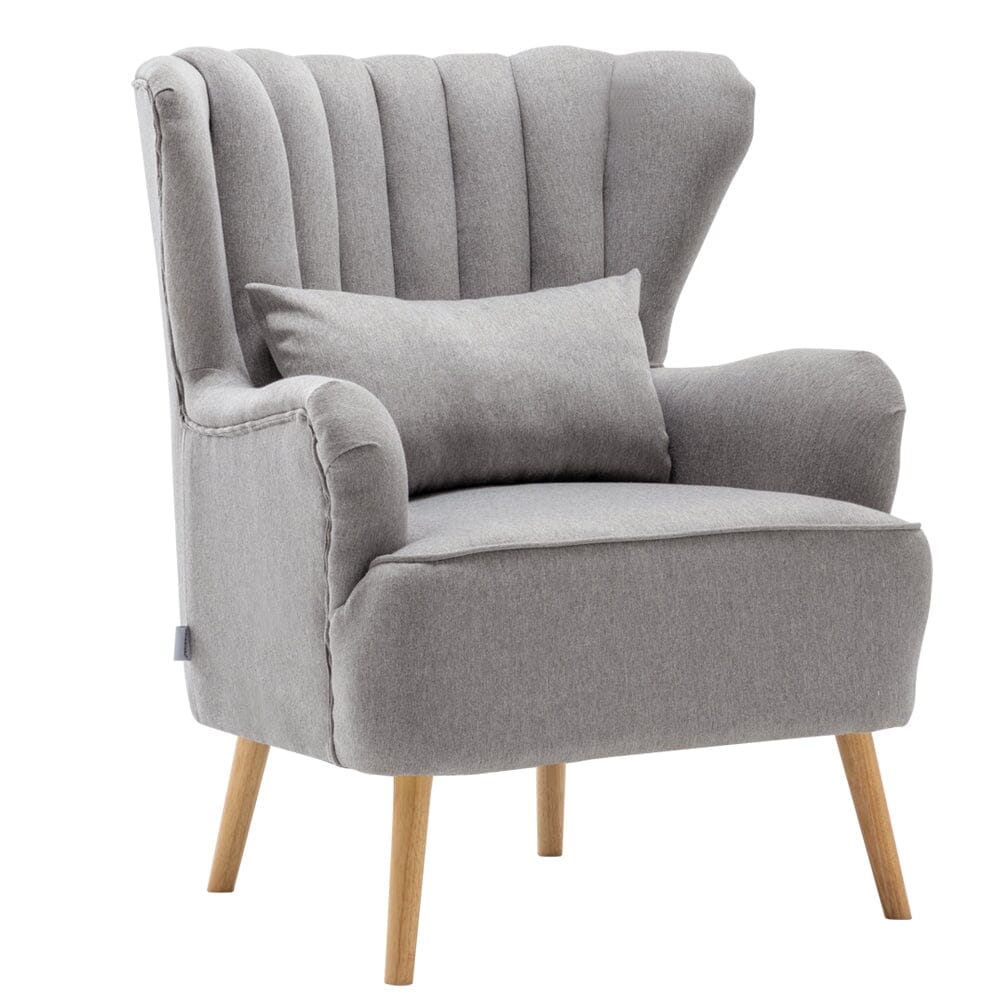 Contemporary Wing Back Armchair and Ottoman Set with Cushion and Footstool Cocktail Chairs Living and Home 