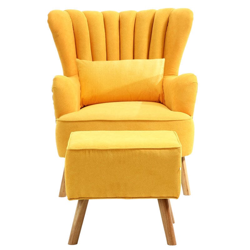 Contemporary Wing Back Armchair and Ottoman Set with Cushion and Footstool Cocktail Chairs Living and Home 