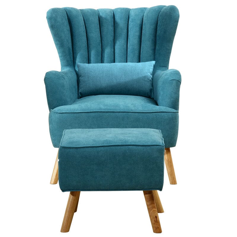 Contemporary Wing Back Armchair and Ottoman Set with Cushion and Footstool Cocktail Chairs Living and Home 