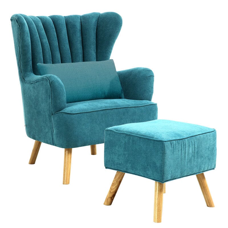 Contemporary Wing Back Armchair and Ottoman Set with Cushion and Footstool Cocktail Chairs Living and Home 